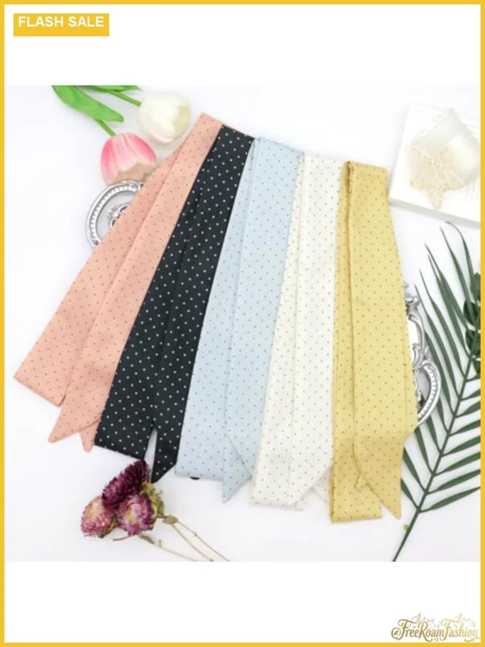 Polka Dot Skinny Scarf for Women Long Wrap Multi-purpose Neck Scarf